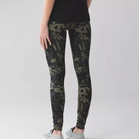 Lululemon Wunder Under High-Rise Leggings • Pop Cut / Fatigue Green & Black • - Picture 1 of 4
